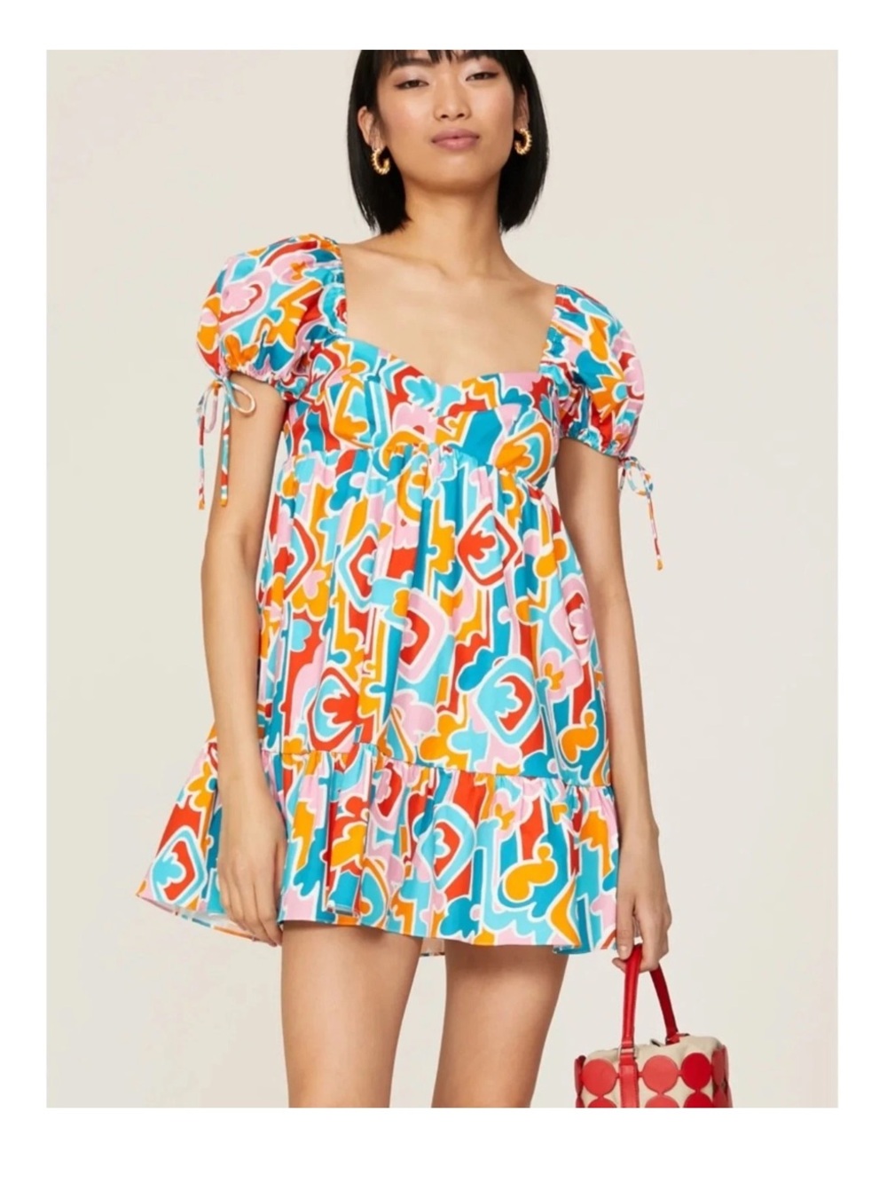 NWT Amanda Uprichard Sicily Miami Print Babydoll Mini Dress Small Pockets